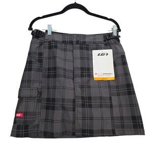 Louis Garneau Womens Cambria‎ Cycling Skort Plaid BAMTEX Gray NEW Medium